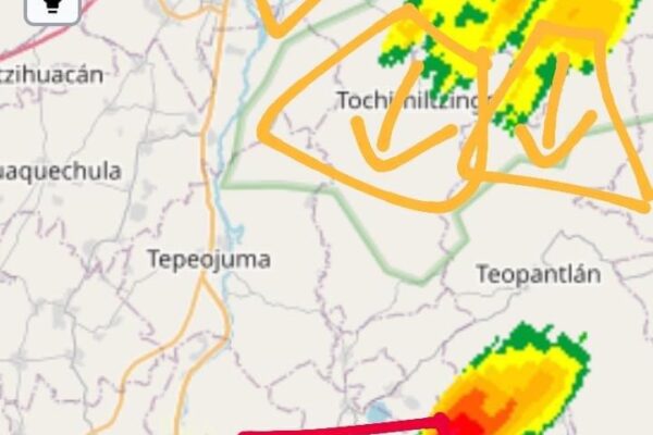 Evento severo de tormenta está arribando a Xochiltepec que podría alcanzar Izúcar de Matamoros